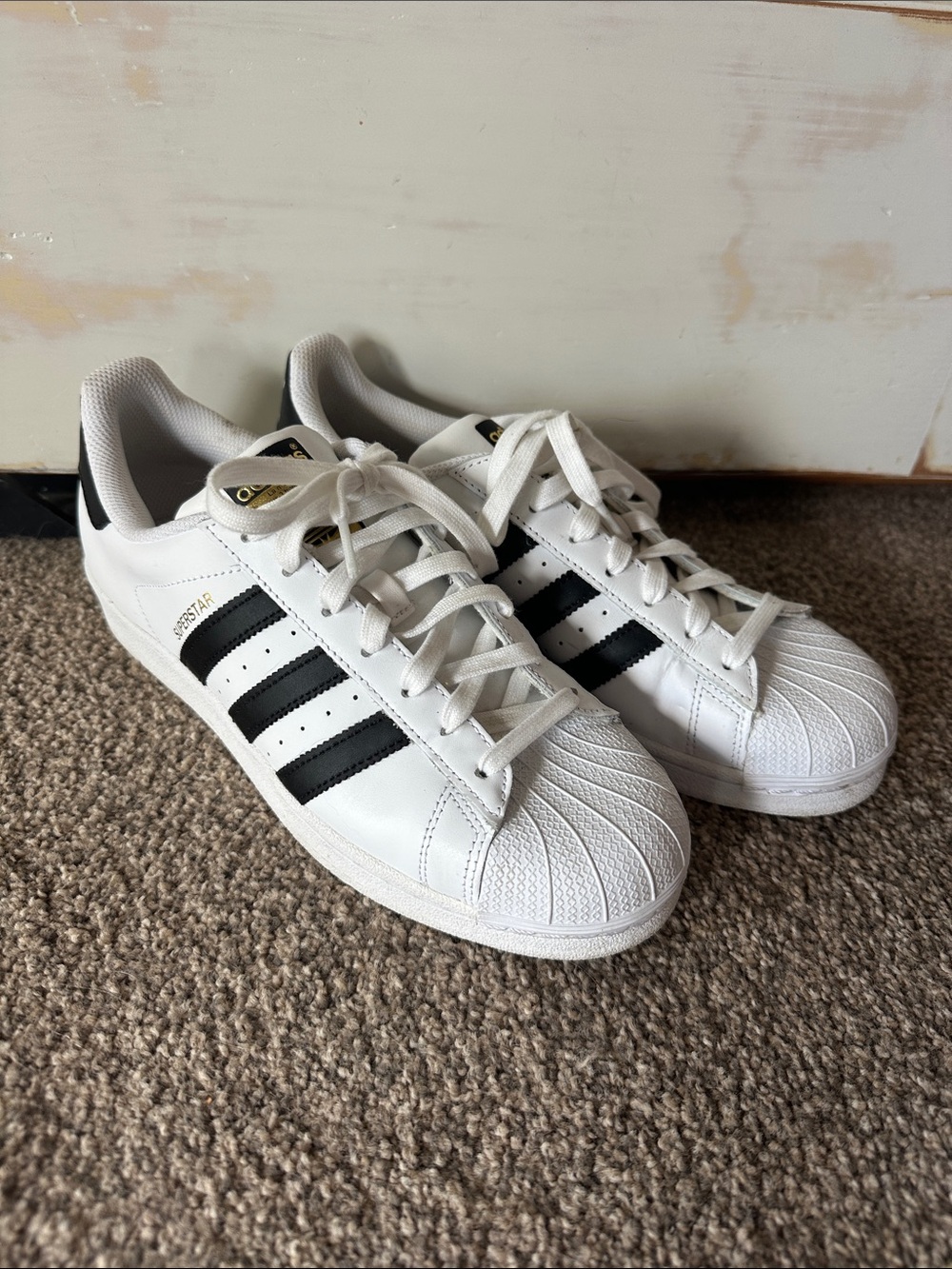 adidas White Sneakers with Black Stripes